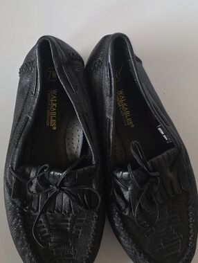Walkables Comfort Collection Black Leather Kiltie Moccasin Loafers 7 Wide